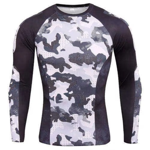 High Quality Men's Rashguard Customized Printed <b>Compression</b> Wear with Long Sleeves <b>Black</b> Red Low Price For MMA Use - Product Image 5