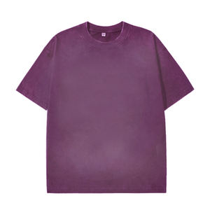 Camiseta gráfica de Algodón 100% con corte y costura personalizado, camisetas de talla grande Vintage con lavado ácido y lejía de peso pesado para hombre - Product Image 1