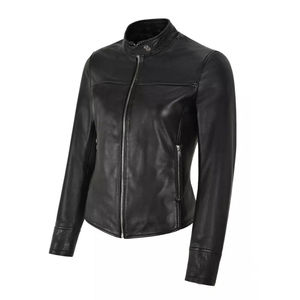 Chaqueta de Cuero de Carreras Personalizada, Negra, Entallada, de Piel de Cordero Auténtica, de Alta Calidad, Transpirable, de Manga Larga para Mujer en Nurak en 2026 - Product Image 2