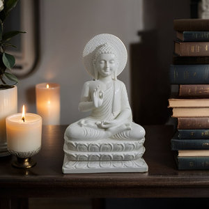 Découvrez de superbes statues de bouddha en marbre pour la décoration de la maison et du jardin, grandes et petites tailles disponibles, parfaites pour les espaces tranquilles - Product Image 6
