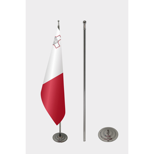 Malta Official Indoor Custom <b>Flag</b> Pennant Style with Digital Printing Aluminum <b>Pole</b> Silk Polyester Plastic Materials Options - Product Image 2