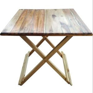 Table à manger moderne en bois avec surface unique en bois naturel pour ensembles de cuisine villa café restaurant vintage - Product Image 1