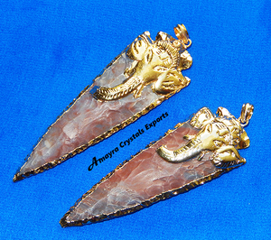 ขายสินค้าที่ดีที่สุดของ2022 Ganesha นูน Electroplated แฟนซีแจสเปอร์หัวลูกศรจี้ขายส่งผู้ผลิตจากเหมืองอินเดีย - Product Image 5