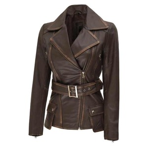 Super nouvelle veste en cuir imperméable longue et élégante marron pour femmes entièrement personnalisée avec deux fermetures à glissière et deux poches à rabat - Product Image 5