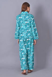 Ensemble de pyjama indien 100% coton 3 pièces fait à la main, tenue de nuit en coton doux-pyjama pur coton, ensemble de pyjama imprimé en blocs - Product Image 3