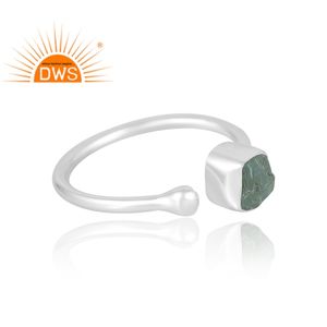 Anillo de Plata de Ley 925 con Piedra Preciosa de Aguamarina Natural, Diseño Moderno, Joyería Personalizada para Mujer, Regalo para Ella - Product Image 4