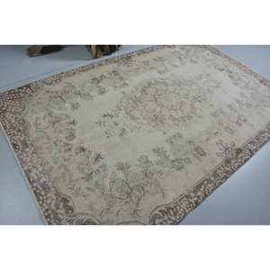 Alfombra turca Vintage de 5,7x9 pies, marrón, Beige, tejido plano, diseño de retazos de lana, área grande para decoraciones de sala de estar, incluye látex - Product Image 2