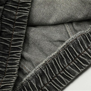 แจ็กเก็ตยีนส์เคลือบกระดุมสำหรับผู้ชายเสื้อแจ็คเก็ตผ้าฝ้ายสีดำแขนยาวระบายอากาศกันลมมีตัวอักษรคลาสสิก - Product Image 6