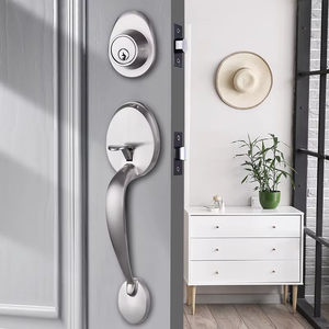 Juego de Manijas para Puerta Principal de Aleación de Zinc, Ajustable, con Cerradura, Resistente, para Puerta de Entrada de Villa - Product Image 6