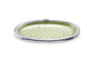 Green Holly Leaf Decorative Dish with Silver Edge Resin <b>Bowl</b> Red Accent Elegant Centerpiece Stylish <b>Serving</b> Plate Home Table - Product Image 6