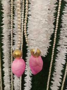 Artificial Jasmine Flower &<b>Pearl</b> Curtain with <b>Lotus</b> Buds Wedding Backdrop Floral Garland Hanging Decor Stage Christmas Pack of20 - Product Image 3