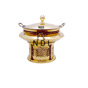 Golden Antique Rounded Shape <b>Buffet</b> Serving Chafing Dish Wedding Party Catering Serving Brass Chafing Dish - Product Image 1