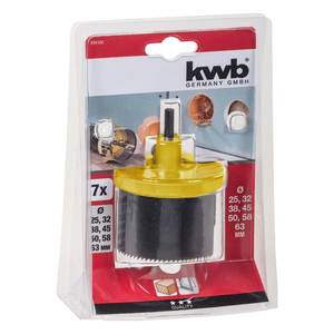 Juego de sierras perforadoras KWB de 7 piezas con diámetros de 25, 32, 38, 45, 50, 58, 63 mm y altura de 40 mm, Producto 599100 - Product Image 3