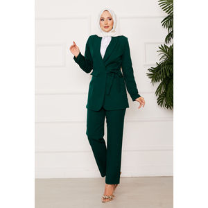 Conjunto de Traje con Chaqueta Cruzada para Mujer, Color Esmeralda - Product Image 4