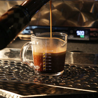 Gelas Kopi Kaca Borosilikat Tahan Panas Ramah Lingkungan dengan Dua Cerat, Dilengkapi Skala Ukur, untuk Espresso Shot, 70ml, Modern