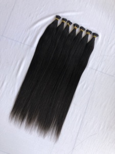 Qualité supérieure 26 ''# 1B Extensions de cheveux vierges Remy indiens droits de qualité supérieure donneur unique I pointe en gros meilleur fournisseur indien - Product Image 3