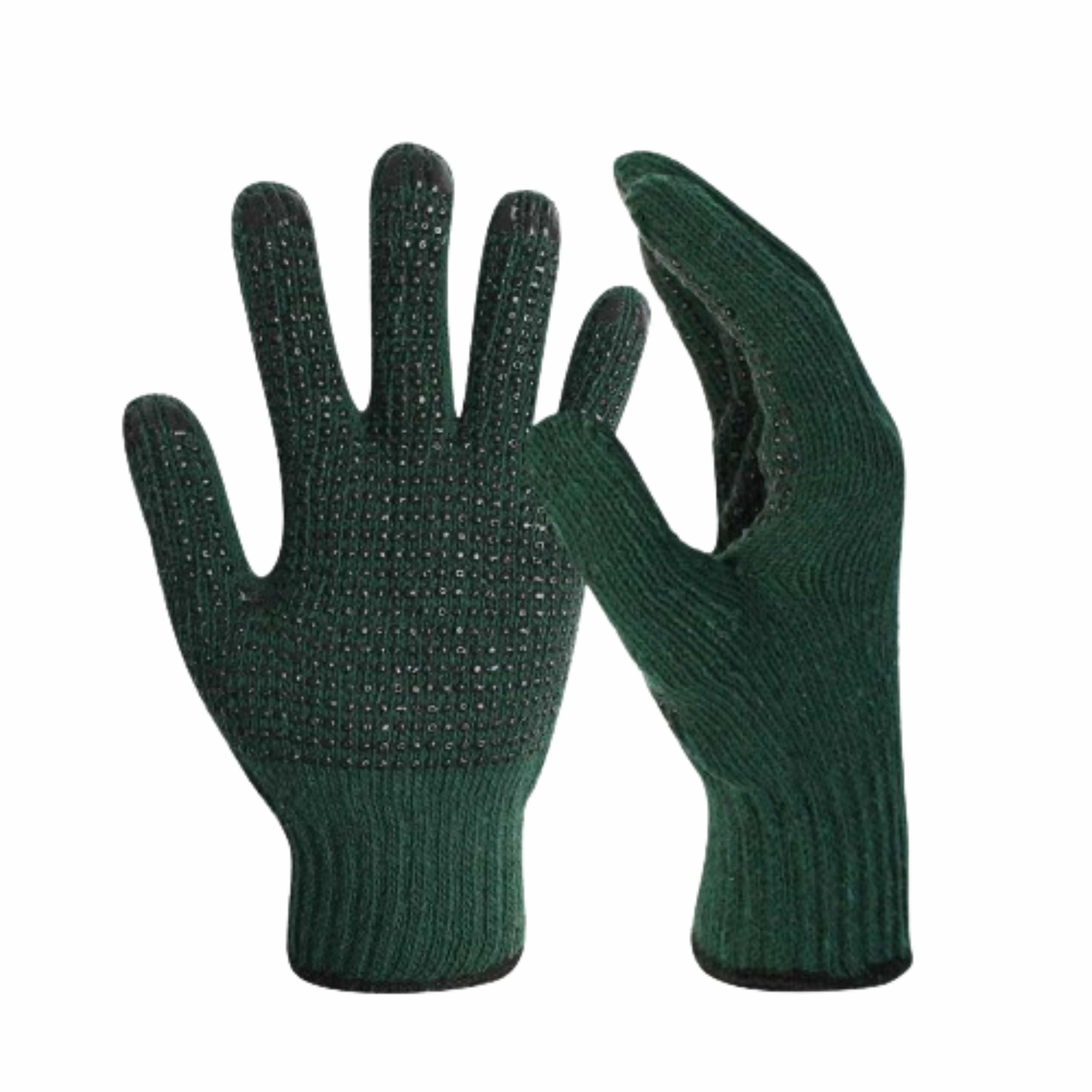 Premium quality cotton fabric basic construction reinforced pvc dot gloves high performance hand protection daily use gloves