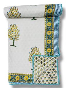 <b>Indian</b> Handmade floral printed Cotton <b>Quilt</b> hand block Printed Jaipuri <b>Quilt</b> Razai duvet set bedspread <b>quilt</b> dohar set comforter - Product Image 2