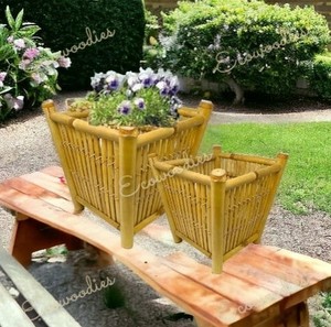 Jarrón Grande de Mimbre de Bambú Natural Estilo Art Deco para Plantas y Flores - Product Image 3
