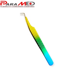 Pince à épiler professionnelle pour extension de cils Emballage et logo personnalisés Pointe en fibre d'acier inoxydable de revêtement de couleur incroyable - Product Image 5