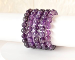 Bracelet élastique perlé de style classique populaire avec perle en améthyste, bijoux de mode pour hommes, femmes, filles et garçons - Product Image 1
