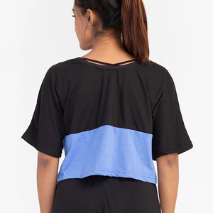 Contrast Color Eco-Friendly <b>Women</b> <b>Crop</b> <b>Top</b> Crew Neck Short Sleeve Custom Logo Wholesale Supplier Regular Fit - Product Image 3