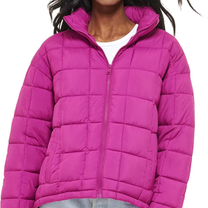 เสื้อนอกลำลองสำหรับฤดูหนาวของผู้หญิงเสื้อแจ็กเก็ตผ้าฝ้ายสีชมพู/น้ำตาลแบบสวมหัวพิมพ์ลาย - Product Image 1