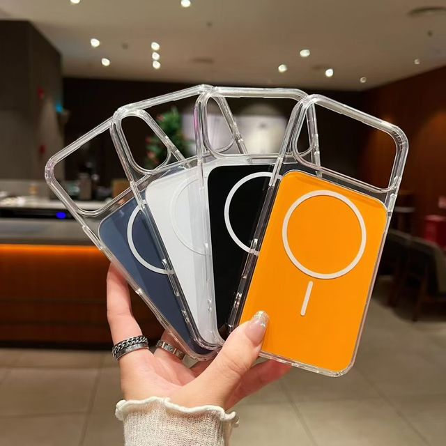 2200GS Wireless Charging Colorful Magnetic Phone Cases for iPhone 17 16 15 Pro Max 13 12 14 11 Plus Acrylic+TPU Clear Cover