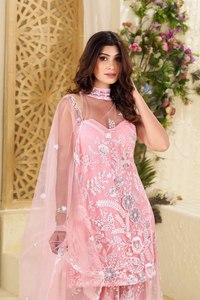 Top de moda-Colección Palazzo Telas de red de mariposa con trabajo de bordado de secuencia para mujer Ropa de fiesta y boda - Product Image 2