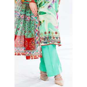 Traje de chifón verde sin costuras para mujer con estampado y bordado, top de uso diario - Product Image 5