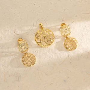 Fashion Jewelry Sets-<b>Circle</b> of <b>Light</b> Gold Pendant Set - Product Image 1