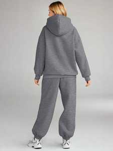 Sweat-shirts courts à coupe régulière pour l'hiver, logo personnalisé, polaire en polyester 180g, spandex, manches amples, gris foncé, décontracté, fitness, femme - Product Image 4