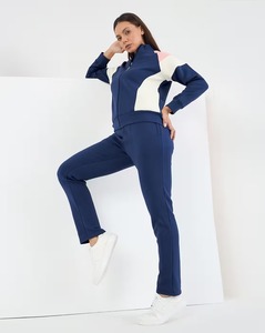 Ensemble de survêtement pour femmes, sweat-shirt à blocs de couleur et pantalon de jogging, tenue décontractée élégante en deux pièces - Product Image 1