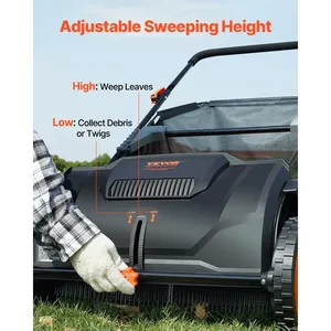 VEVOR 21inch Push Lawn Sweeper Grass <b>Box</b> Heavy Duty Thickened Steel <b>Strong</b> Plastic Wheels Durable Use for Leaf Grass Collection - Product Image 3