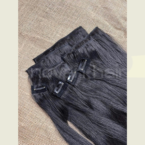 Haute qualité CLIP IN Extensions de cheveux vietnamiens vierge humaine Double dessiné brillance naturelle Texture soyeuse pour les femmes exportation d'usine - Product Image 3