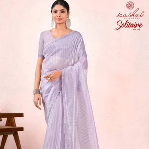 Vente en gros de textile d'exportation Saree traditionnel en soie d'organza coupe travail séchage rapide toutes les saisons pour indien pakistanais tenue de fête de mariage - Product Image 2