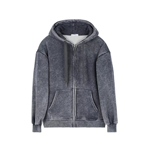 Sudadera con Capucha Lavada Personalizada de Alta Calidad, Ropa Urbana, Sudadera Extra Grande, Sudadera con Capucha y Cremallera con Lavado Ácido - Product Image 1