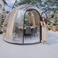 Dôme transparent en fibre de verre et plastique PC avec salle de bain extérieure, type igloo
