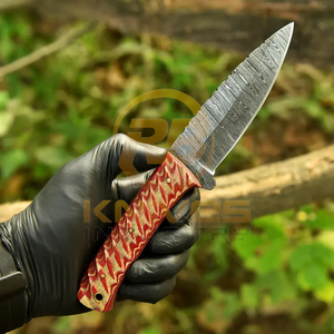 Handmade DIY Customizable Damascus Steel Hunting <b>Knife</b> Deer Horn Handle Outdoor Camping Survival <b>Knife</b> Leather <b>Sheath</b> OEM - Product Image 3