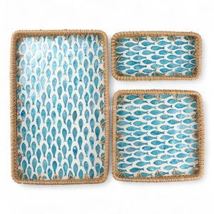 Bandeja Clásica Hecha a Mano con Madreperla Natural y Ratán para Servir en la Mesa de Comedor - Product Image 1