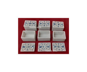 Coffrets cadeaux en nacre bleue naturelle incrustée de marbre blanc exclusif de haute qualité pour les décorations pour la maison et les cadeaux - Product Image 1