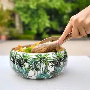 最优质的芒果木搪瓷上菜碗沙拉碗