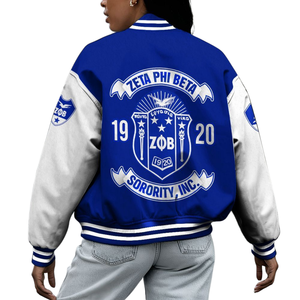 Zeta Phi Beta 1920 Varsity Letterman Veste Sororité Bleu Blanc Chenille Patch ZPB Grec Vie Fondateurs Weekend Gear - Product Image 2
