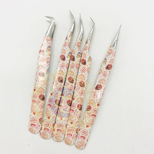 Pince à épiler de revêtement de papier personnalisée professionnelle pointe argentée poignée lisse pince à épiler à la main durable pince à cils marque privée - Product Image 4