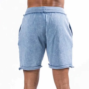 Pantalones cortos de playa para hombre con logotipo personalizado, pantalones cortos lavados con ácido desgastados Vintage para hombre, ropa de calle para correr con cintura media de algodón 100% - Product Image 4