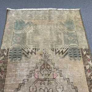 1.5x3.2 ft Turkish Vintage Rug, Small Rug, <b>Brown</b> <b>Wool</b> Rug - Product Image 4