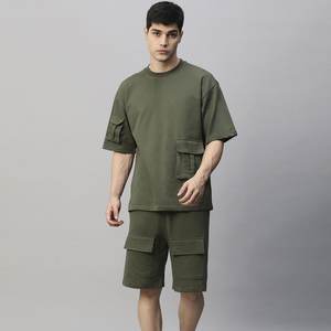 Ensemble T-shirt et short imprimés légers d'été unisexe pour Gym Fitness-Logo personnalisé 100% coton - Product Image 4