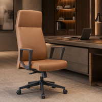 Chaise de bureau ergonomique pour cadres, dossier haut, en cuir PU, pivotante, avec accoudoirs fixes, vente en gros