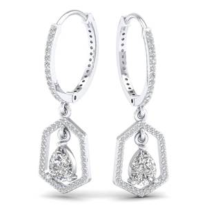 REYES High Quality 925 Sterling Silver CVD HPHT Lab Grown <b>Diamond</b> <b>Dangle</b> Drop <b>Earrings</b> Exquisite 14K White Gold Plated Jewelry - Product Image 1