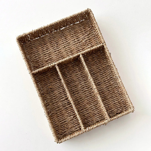 Handcrafted seagrass tray for flatware storage sea grass <b>utensil</b> caddy cutlery compartment trays - Product Image 4